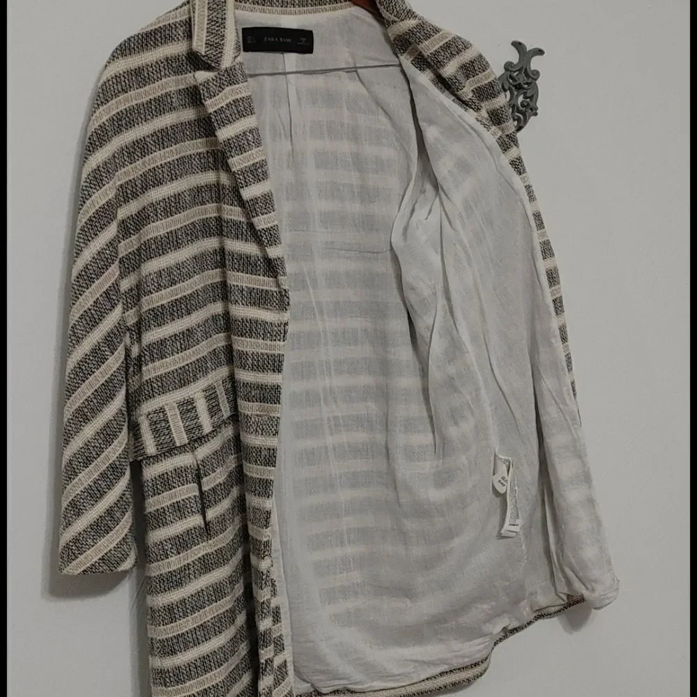 Zara Striped Coat Size Large - Picture 4 of 8